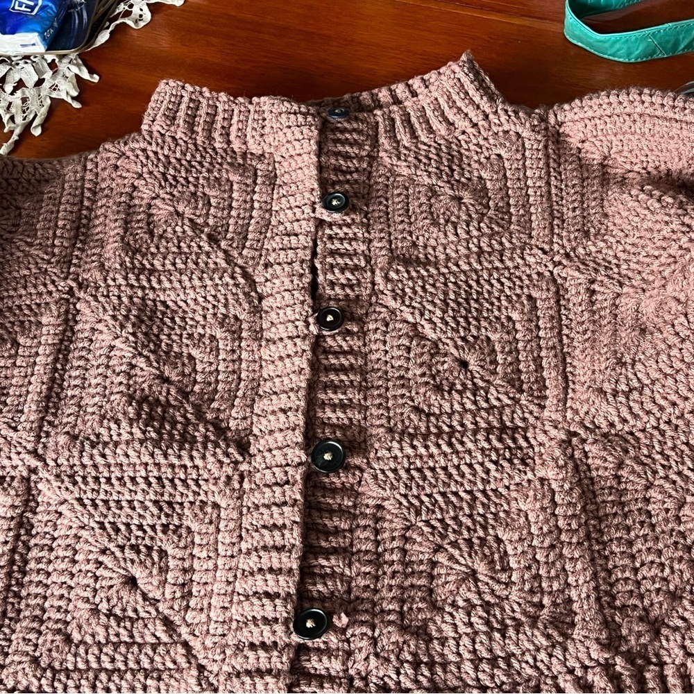 Handmade Brown Knit Sweater Medium - Picture 4 of 16